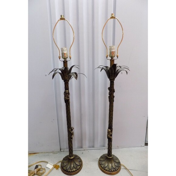 Monkey Lamps Figurine Statue Sculptures Chimps Buffet Table Lamps - Picture 3 of 11